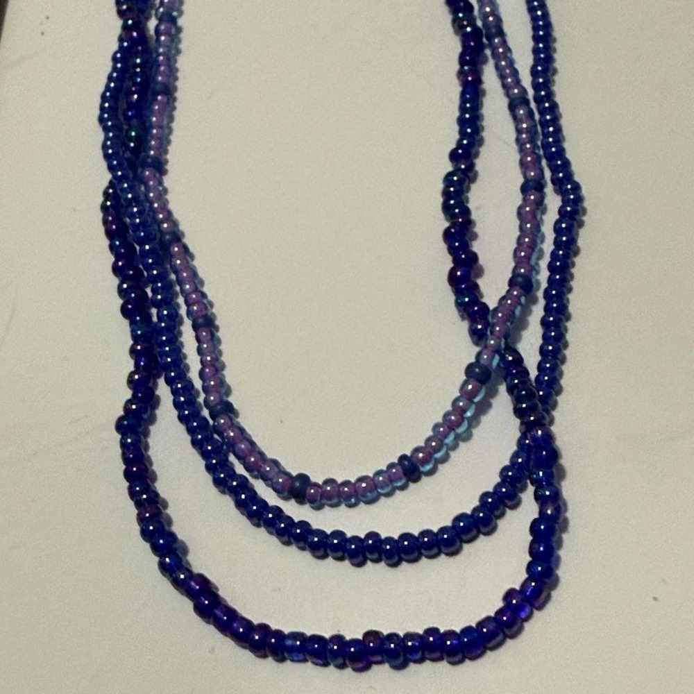 Handmade‎ girl's child beaded purple three strand necklace